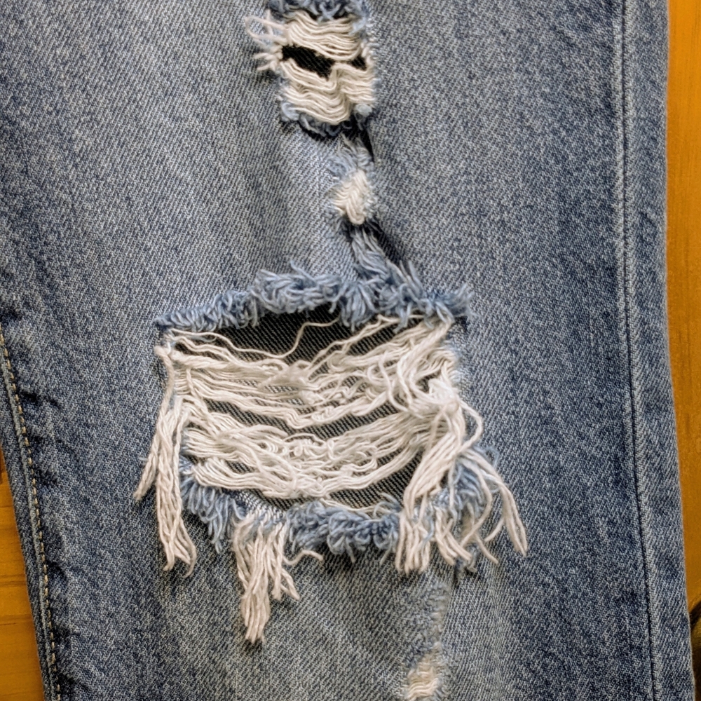 True Religion Mens Jeans Blue 35x32 Ricky Relaxed Straight Distressed  Grunge - Picture 3 of 11